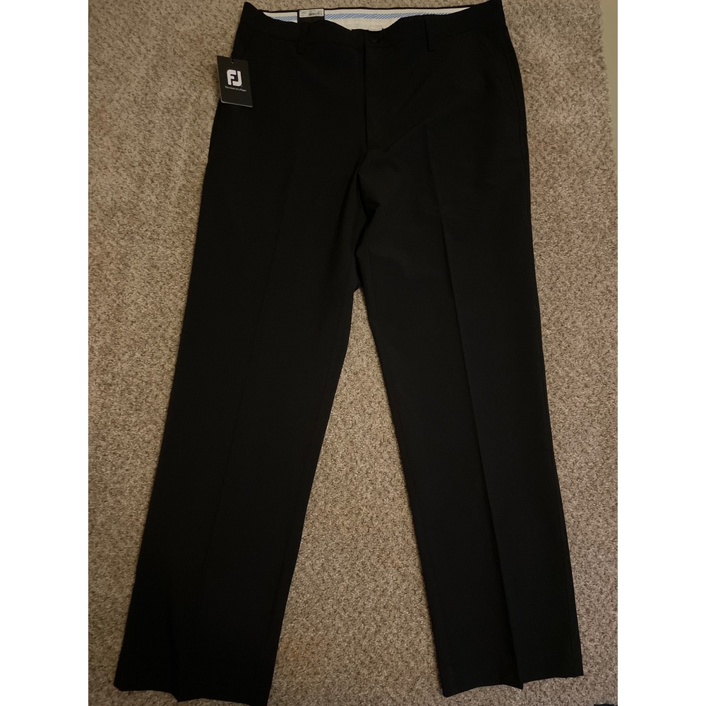 FootJoy Mens Golf Pants 38x32 Black Performance Stretch Flat Front NWT
